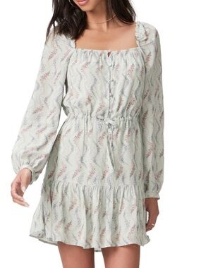 NWT Paige Women’s Marjie floral long-sleeve minidress in a dusty sage in size 4